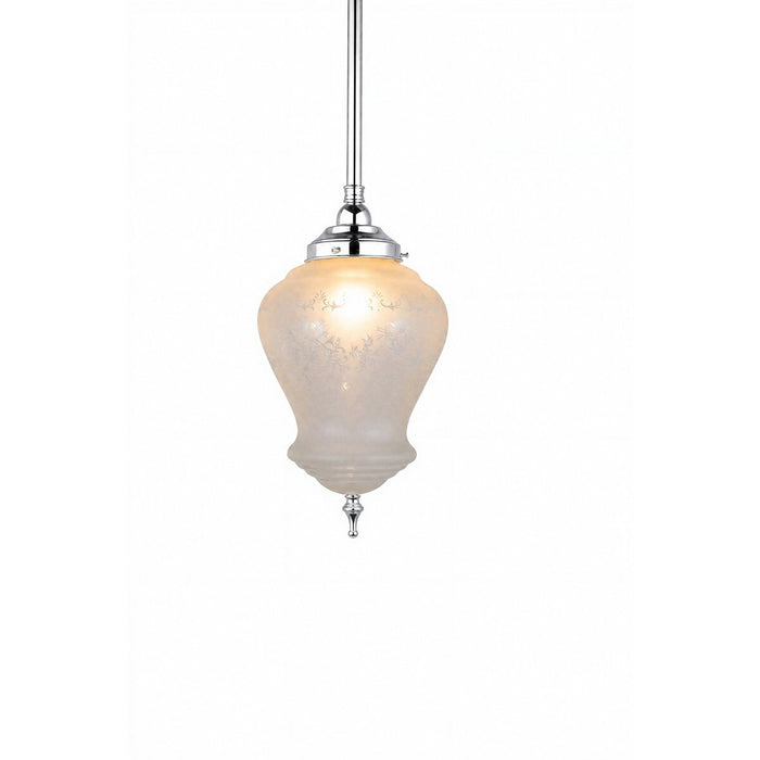 Cambridge Large Pendant Light 3/4" X 1/2 Rod Chrome & Frost Etched - 3090396