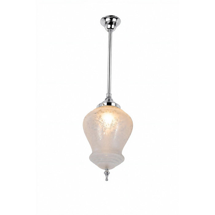 Cambridge Large Pendant Light 3/4" X 1/2 Rod Chrome & Frost Etched - 3090396