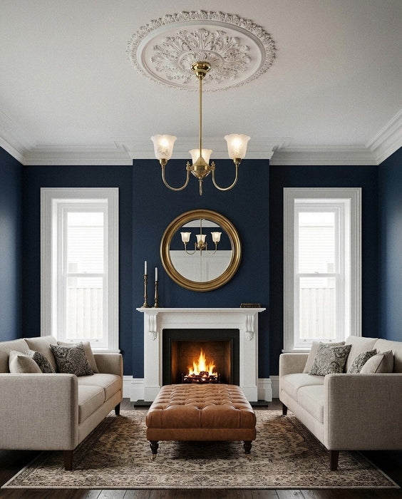 Luke 3 Light Pendant Light with Shades Arms Up Polished Brass & Frost Etched - 3090403