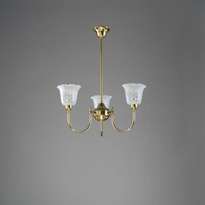 Luke 3 Light Pendant Light with Shades Arms Up Polished Brass & Frost Etched - 3090403