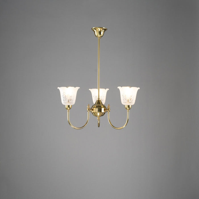 Luke 3 Light Pendant Light with Shades Arms Up Polished Brass & Frost Etched - 3090403