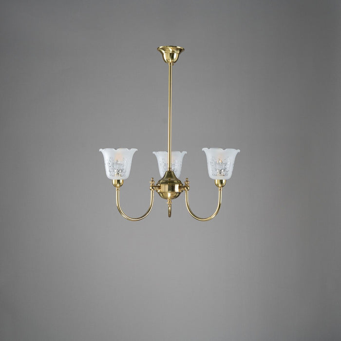 Luke 3 Light Pendant Light with Shades Arms Up Polished Brass & Frost Etched - 3090403