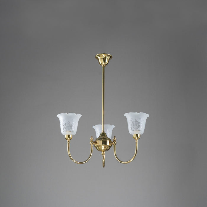Luke 3 Light Pendant Light with Shades Arms Up Polished Brass & Frost Etched - 3090403