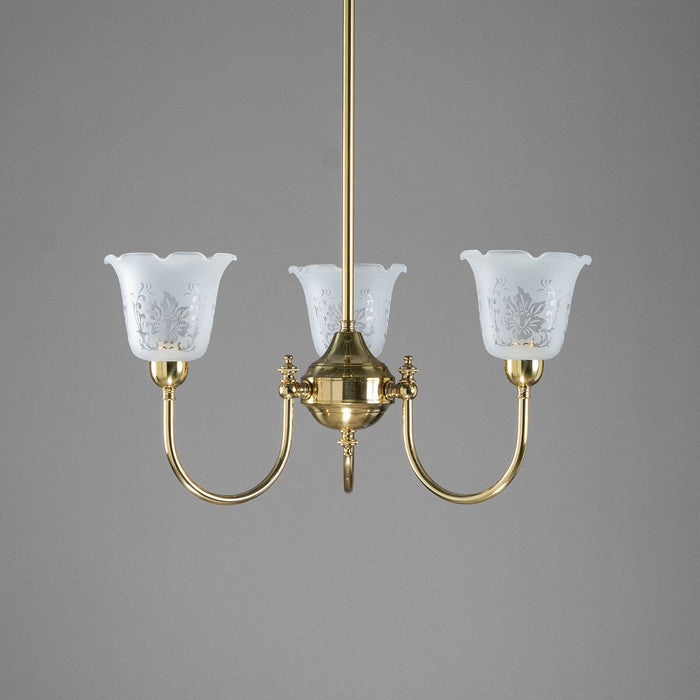 Luke 3 Light Pendant Light with Shades Arms Up Polished Brass & Frost Etched - 3090403