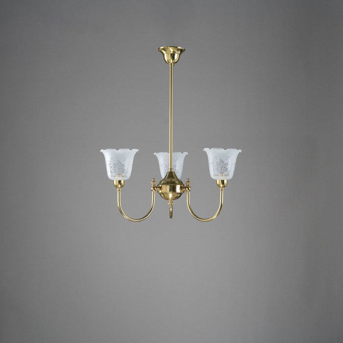 Luke 3 Light Pendant Light with Shades Arms Up Polished Brass & Frost Etched - 3090403