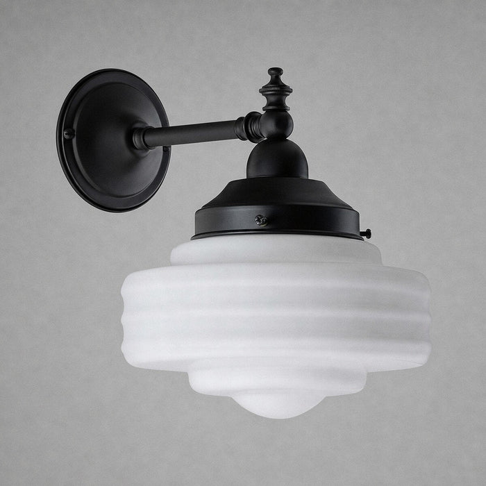 Bentleigh Wall Light Bracket with Detroit Small Shade Patina & Opal Gloss - 3090416
