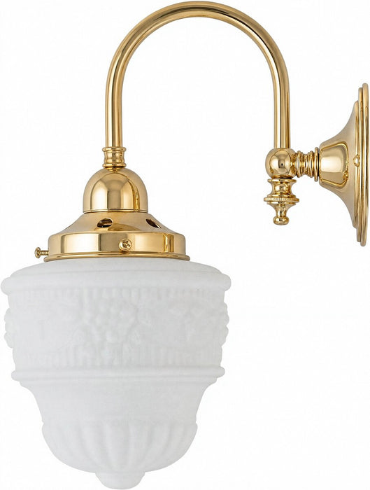Senator 6" Shade On Loxton Wall Light Bracket Polished Brass & Opal Matt - 3090438