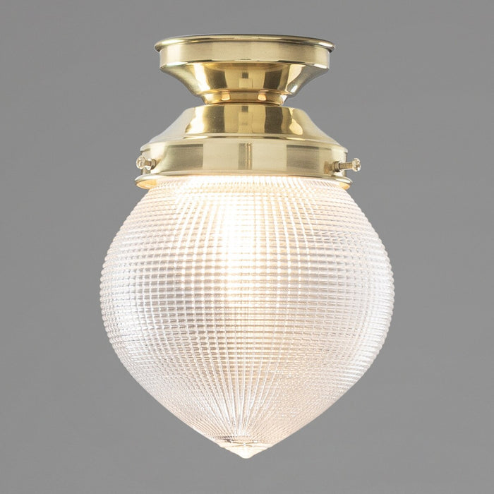 Teardrop Hallophane 6" Batten Fix Light Polished Brass & Clear - 3090447