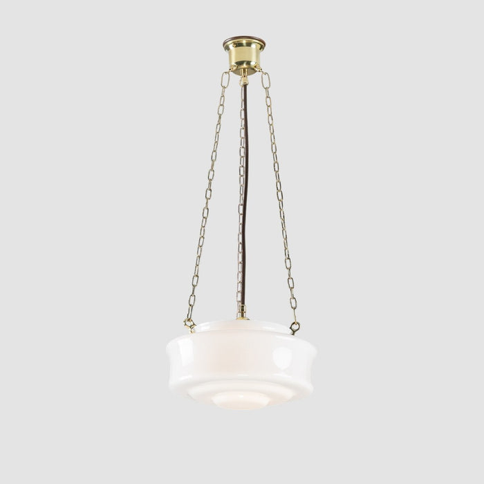 Elwood 12" on 3 Chain Suspension Polished Brass & Opal Gloss - LOI3090479A
