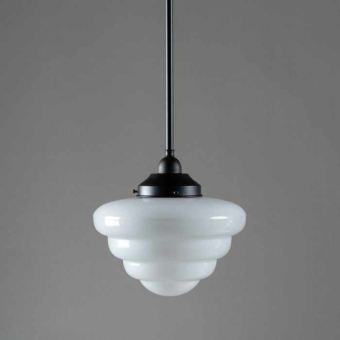 Single Rod Pendant Patina Black With 10" Beehive Opal Glass - 3090488