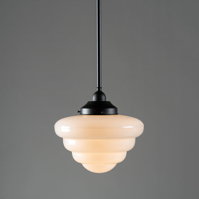 Single Rod Pendant Patina Black With 10" Beehive Opal Glass - 3090488