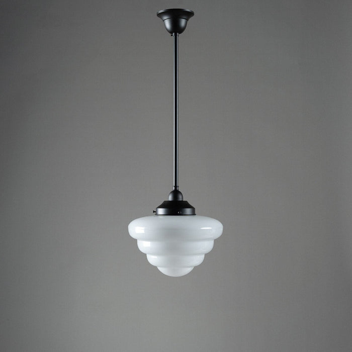 Single Rod Pendant Patina Black With 10" Beehive Opal Glass - 3090488