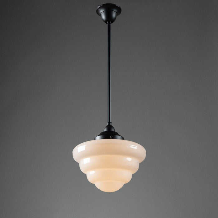 Single Rod Pendant Patina Black With 10" Beehive Opal Glass - 3090488