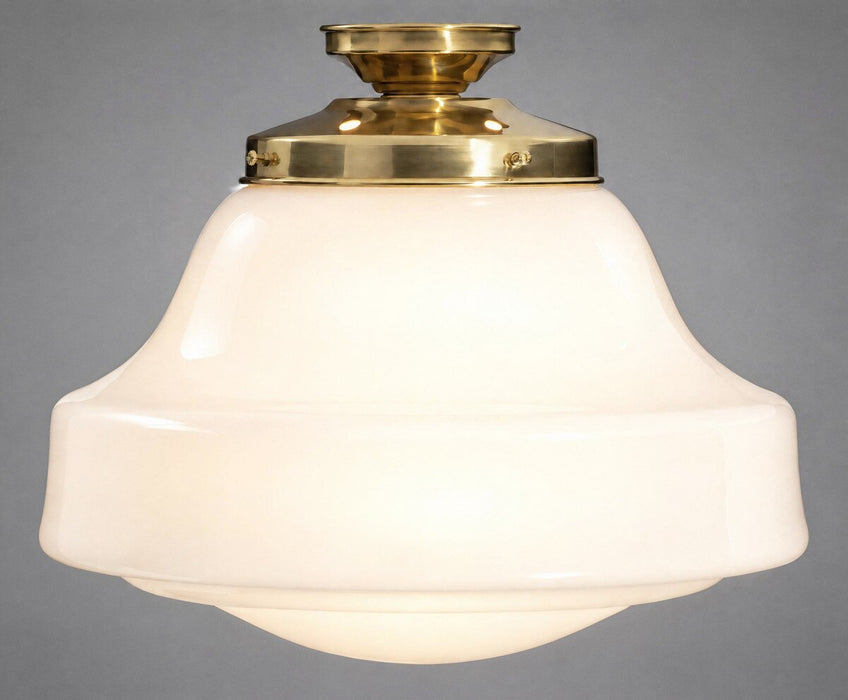 Lincoln Schoolhouse Batten Fix Light Polished Brass & Opal Gloss - 3090519
