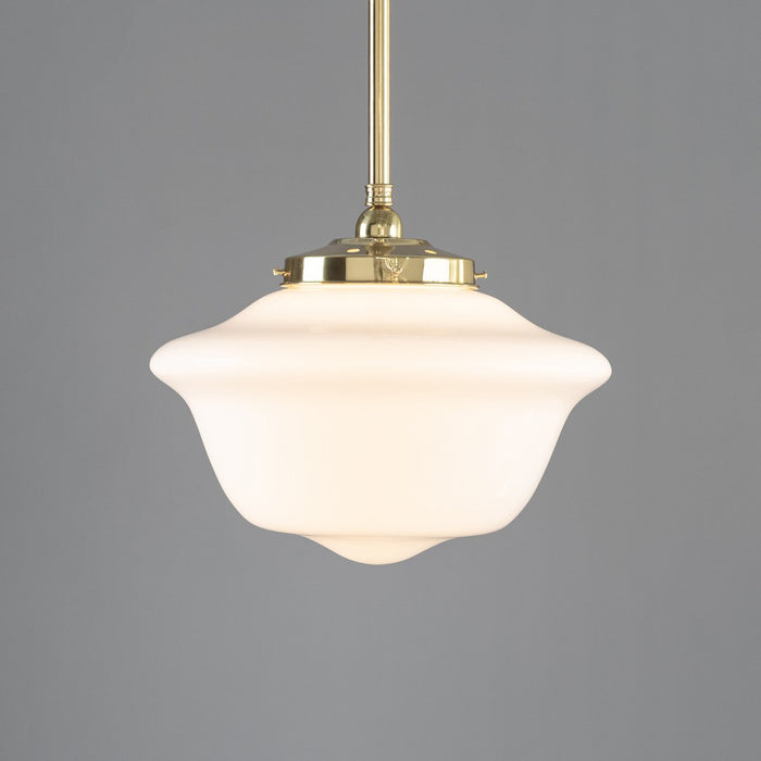 Victorian Schoolhouse 16" Pendant Light on Rod Set 3/4" x 1/2M Polished Brass & Opal Gloss - 3090528