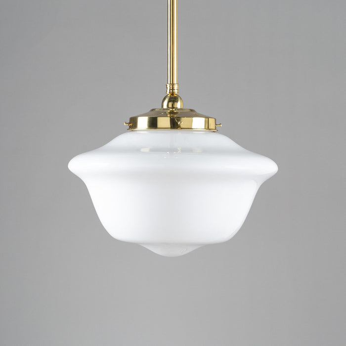 Victorian Schoolhouse 16" Pendant Light on Rod Set 3/4" x 1/2M Polished Brass & Opal Gloss - 3090528