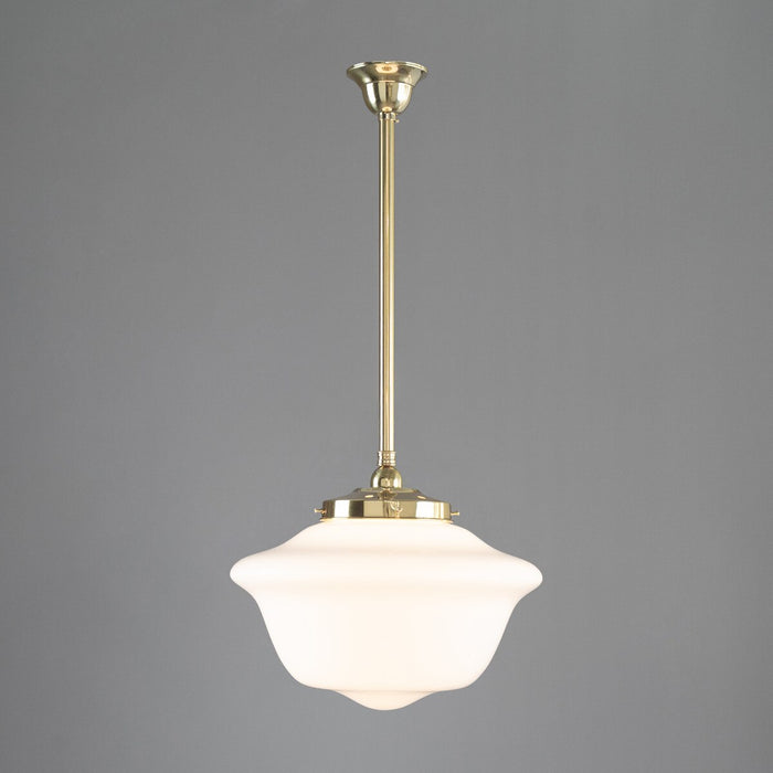 Victorian Schoolhouse 16" Pendant Light on Rod Set 3/4" x 1/2M Polished Brass & Opal Gloss - 3090528