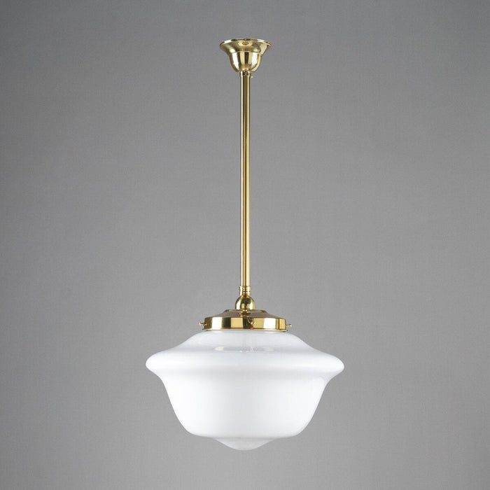 Victorian Schoolhouse 16" Pendant Light on Rod Set 3/4" x 1/2M Polished Brass & Opal Gloss - 3090528
