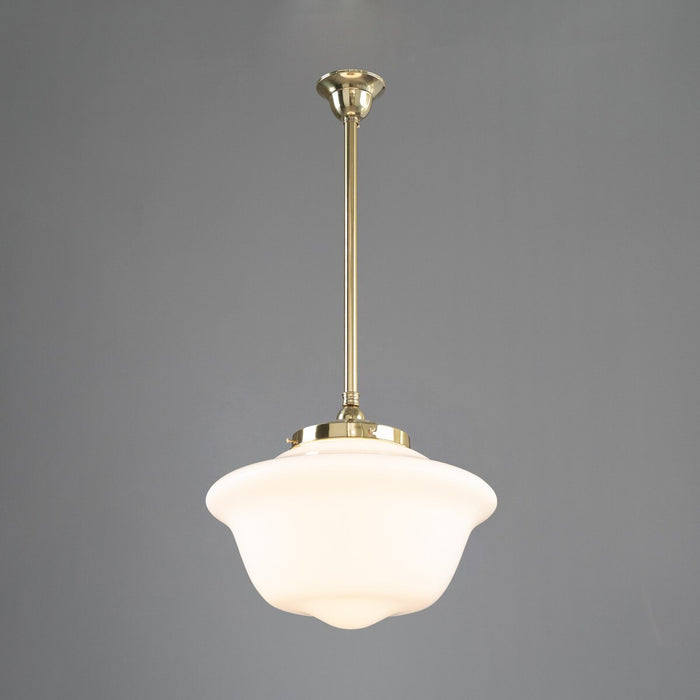 Victorian Schoolhouse 16" Pendant Light on Rod Set 3/4" x 1/2M Polished Brass & Opal Gloss - 3090528