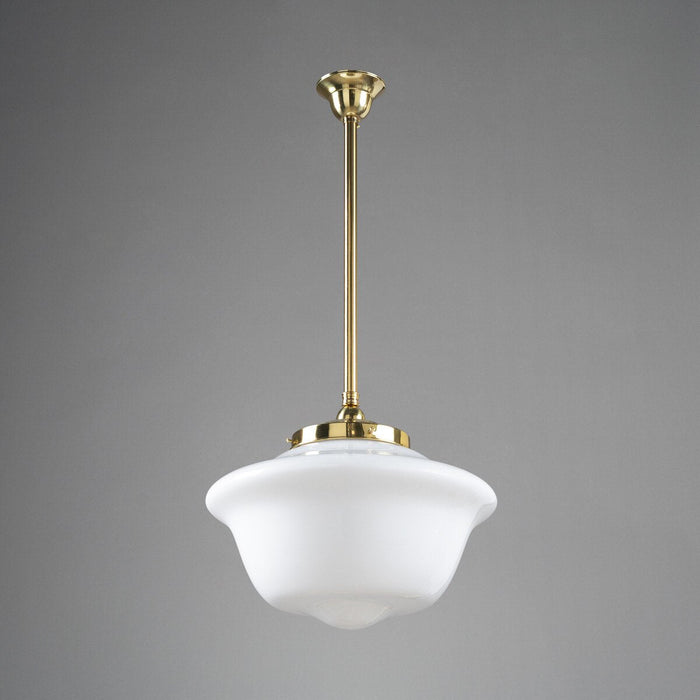 Victorian Schoolhouse 16" Pendant Light on Rod Set 3/4" x 1/2M Polished Brass & Opal Gloss - 3090528