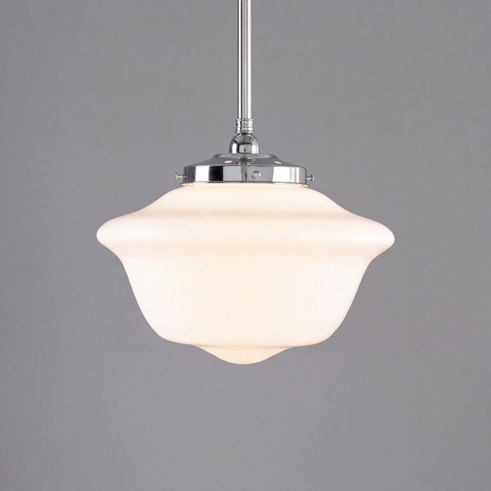 Victorian Schoolhouse 16" Pendant Light on Rod Set 3/4" x 1/2M Chrome & Opal Gloss - 3090529