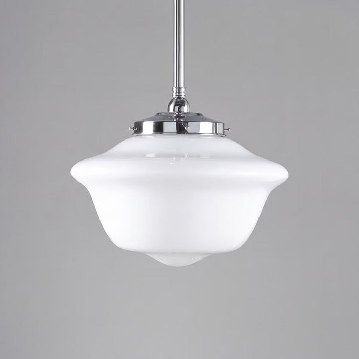 Victorian Schoolhouse 16" Pendant Light on Rod Set 3/4" x 1/2M Chrome & Opal Gloss - 3090529