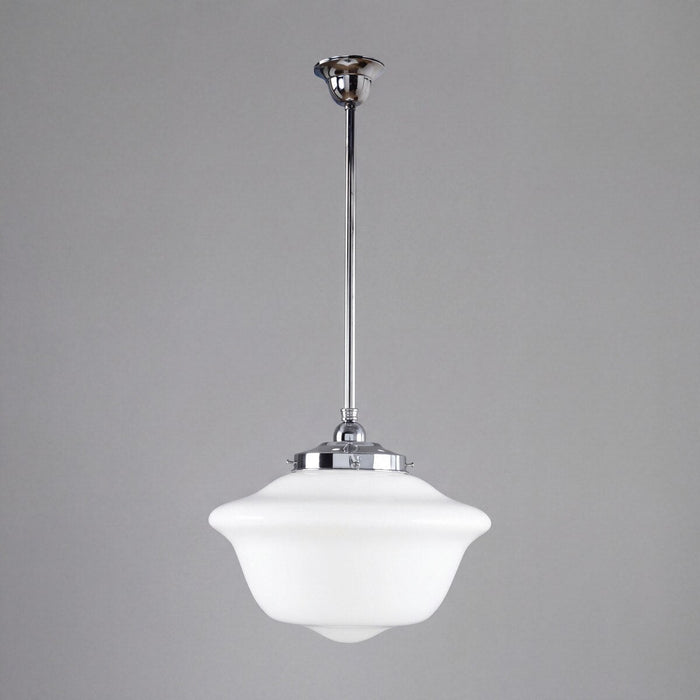 Victorian Schoolhouse 16" Pendant Light on Rod Set 3/4" x 1/2M Chrome & Opal Gloss - 3090529