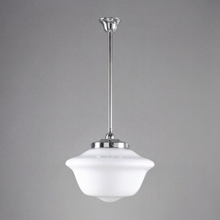 Victorian Schoolhouse 16" Pendant Light on Rod Set 3/4" x 1/2M Chrome & Opal Gloss - 3090529