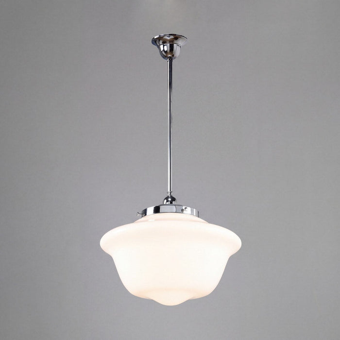 Victorian Schoolhouse 16" Pendant Light on Rod Set 3/4" x 1/2M Chrome & Opal Gloss - 3090529