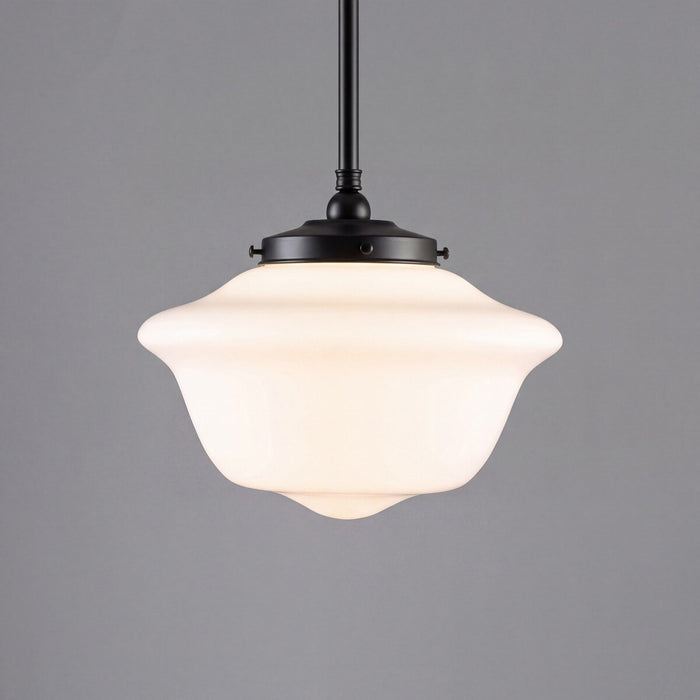 Victorian Schoolhouse 16" Pendant Light on Rod Set 3/4" x 1/2M Patina & Opal Gloss - 3090530