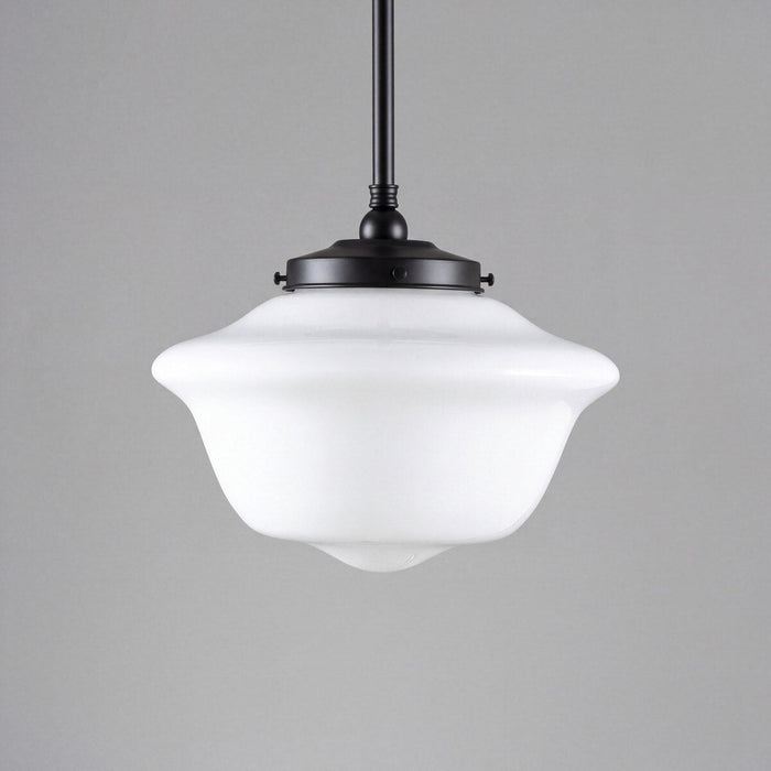 Victorian Schoolhouse 16" Pendant Light on Rod Set 3/4" x 1/2M Patina & Opal Gloss - 3090530