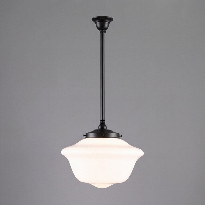 Victorian Schoolhouse 16" Pendant Light on Rod Set 3/4" x 1/2M Patina & Opal Gloss - 3090530