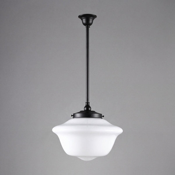 Victorian Schoolhouse 16" Pendant Light on Rod Set 3/4" x 1/2M Patina & Opal Gloss - 3090530