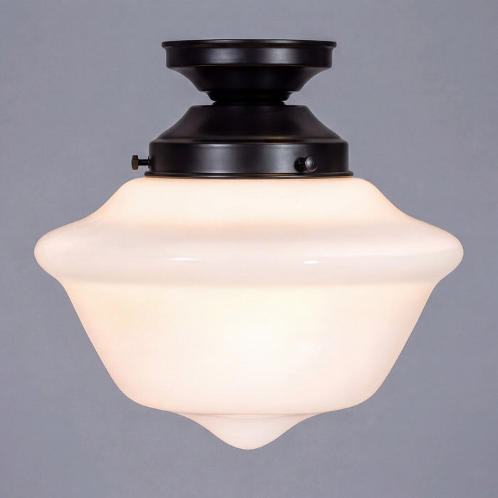Victorian Schoolhouse 9" Batten Fix Light Patina & Opal Gloss - 3090533