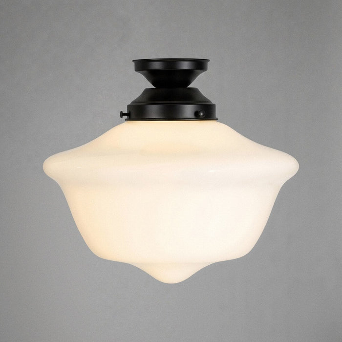 Victorian Schoolhouse 12" Batten Fix Light Patina & Opal Gloss - 3090539