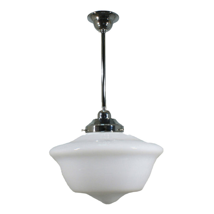 Victorian Schoolhouse 12" Pendant Light on Rod Set 1/2" x 1/2M Chrome & Opal Gloss - 3090541