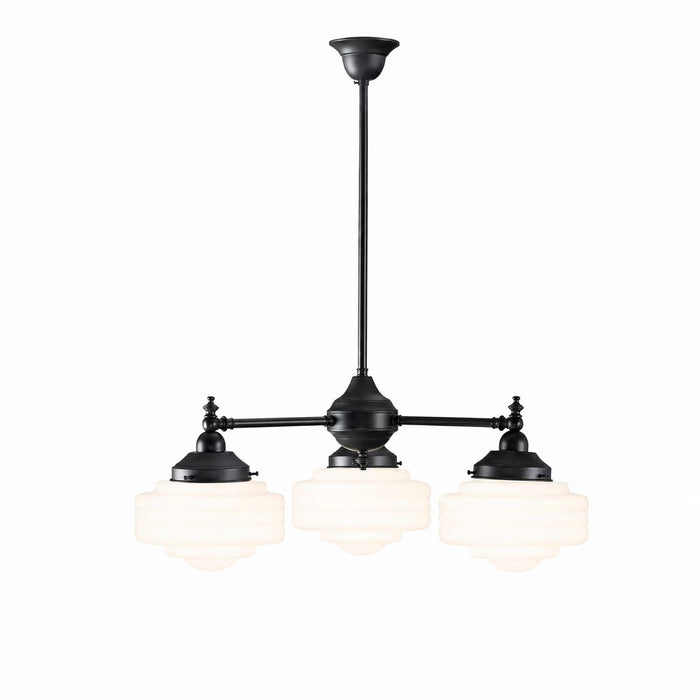 Bentleigh 3 Light Pendant Light Arms Down with Detroit Small Shade Patina & Opal Gloss - LOI3090622A