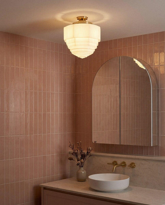St Helens Batten Fix Light Polished Brass & Opal Gloss - 3090623