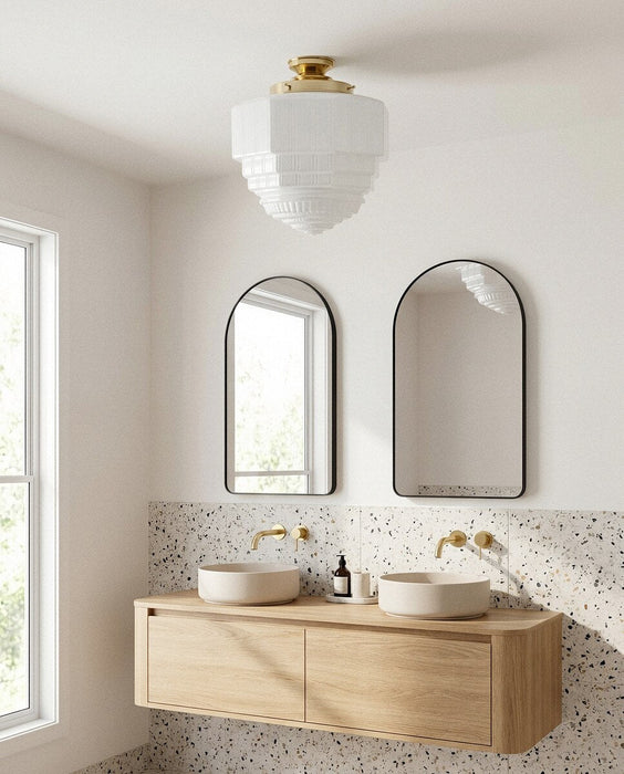 St Helens Batten Fix Light Polished Brass & Opal Gloss - 3090623