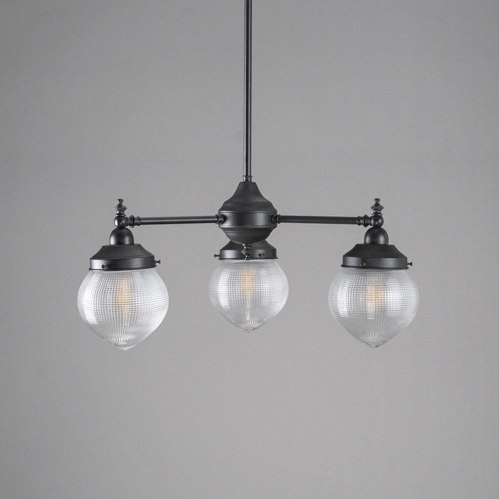 Bentleigh 3 Light Pendant Light Arms Down with Teardrop Hallophane Patina & Clear - 3090646
