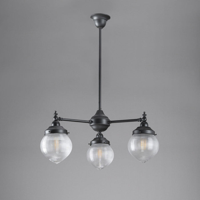 Bentleigh 3 Light Pendant Light Arms Down with Teardrop Hallophane Patina & Clear - 3090646