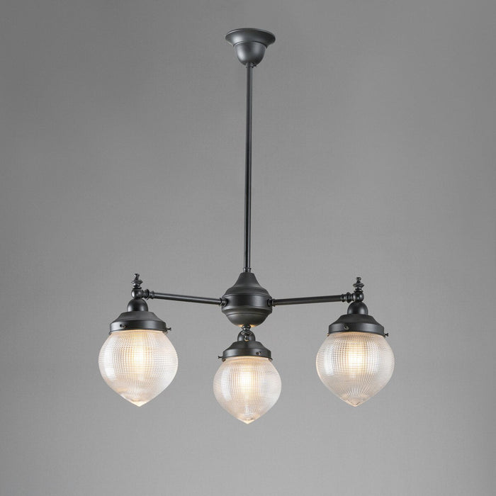 Bentleigh 3 Light Pendant Light Arms Down with Teardrop Hallophane Patina & Clear - 3090646