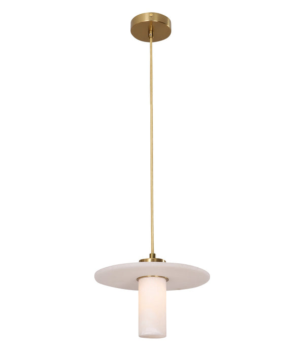 Lucerna Interior Cylinder Round Hat Pendant Light White & Brass - LUCERNA1