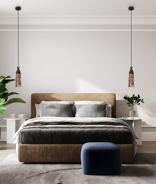 Marmol Interior Marble Cylinder Pendant Light Brown & Bronze - MARMOL1