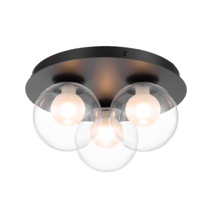 Mosari 3 Light Flush Mount Light Black Matt & Clear Opal - MOSARI CTC3-BK
