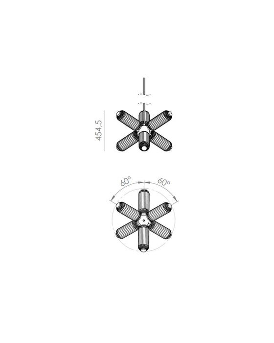 Elma 6 Light LED Pendant 9W 2700K Matte Black - ARO.C1312/6/NEG