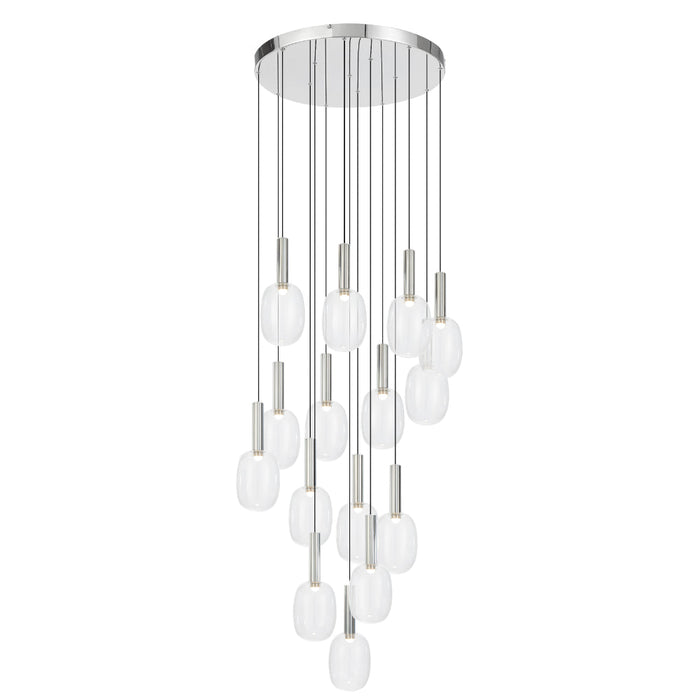Obris 15 Light LED Pendant Light 45W 3000K Chrome & Clear - OBRIS PE15-CHCL