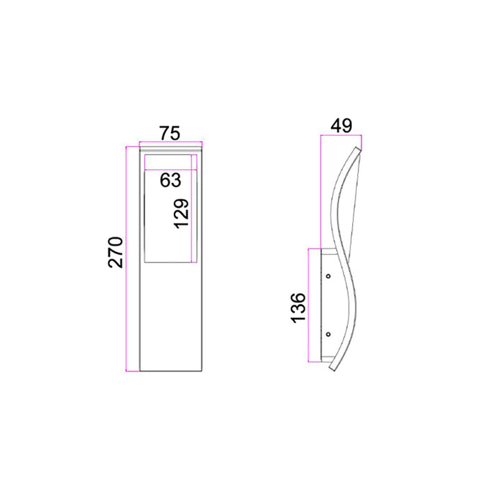 Buy Exterior Wall Lights Australia OLA Exterior LED Wavy Rectangular Wall Light Dark Grey 7W 3000K IP65 - OLA01