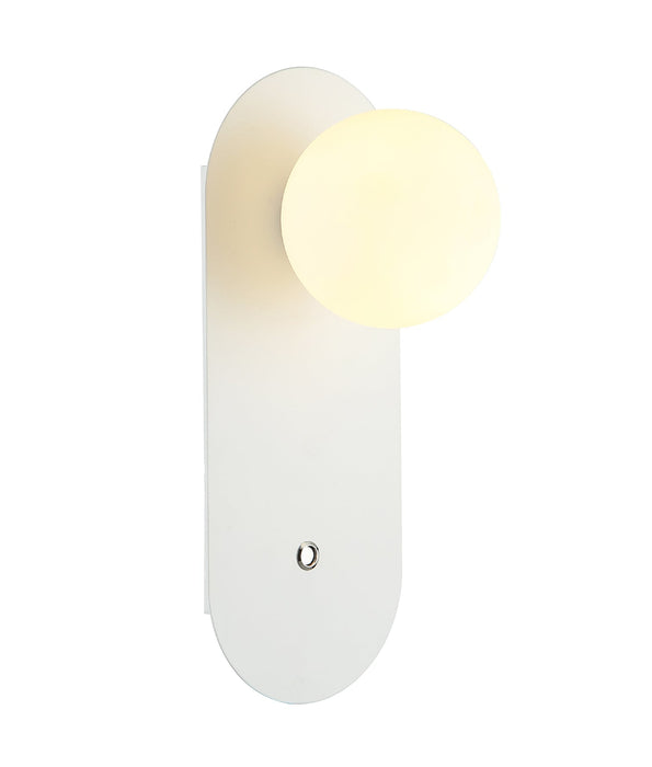 Ovalis Interior Oblong Base With Switch Wall Light White - OVALIS3