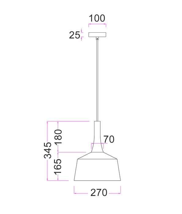 Oxido 270mm Dome Pendant Light Rustic Brown - OXIDO1